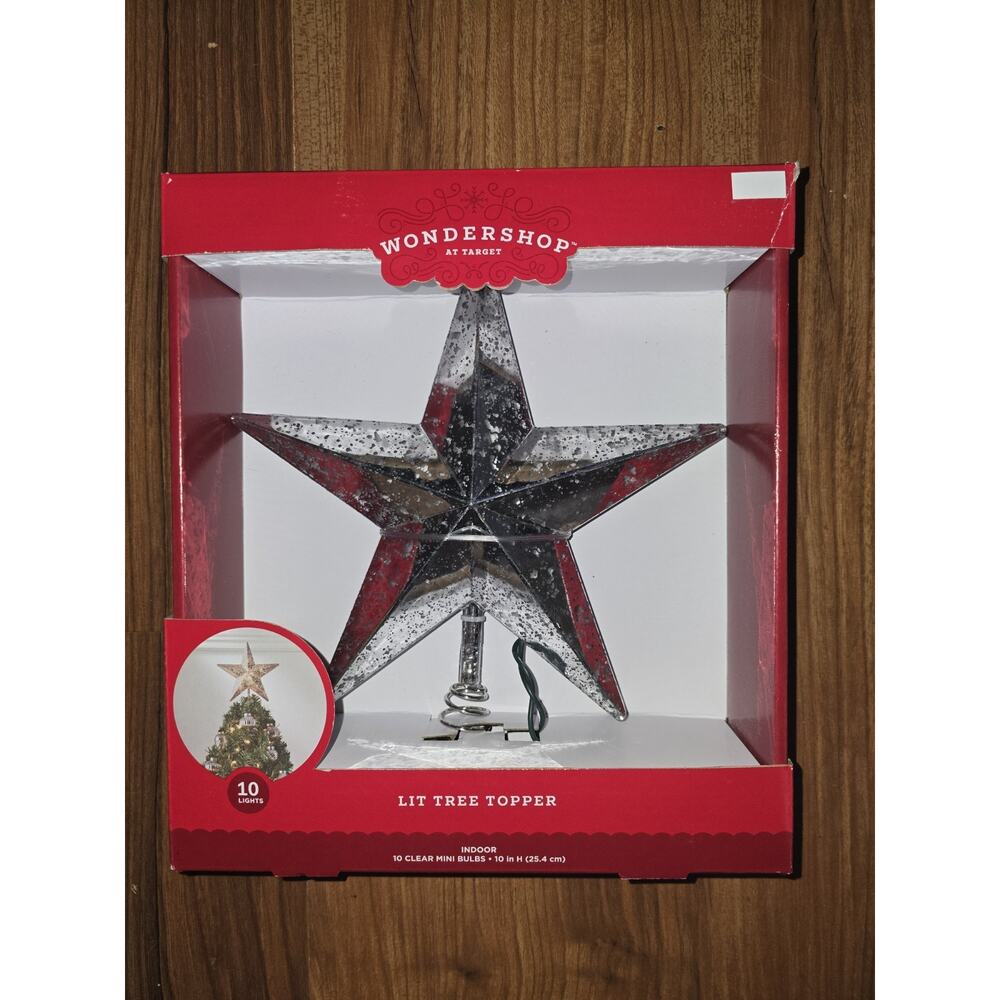 10" Pre-lit‎ Faux Mercury Star Christmas Tree Topper Silver - Wondershop™